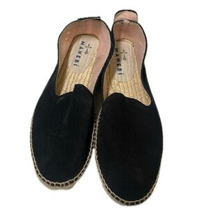 Manebi Suede Hamptons Black Espadrille Women Shoes Size 9